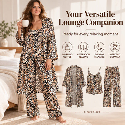 🌸Women's Elegant Floral 3-Piece Pajama Set – Soft, Feminine, Perfect for Lounging & Sleep