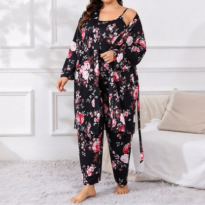 🌸Women's Elegant Floral 3-Piece Pajama Set – Soft, Feminine, Perfect for Lounging & Sleep