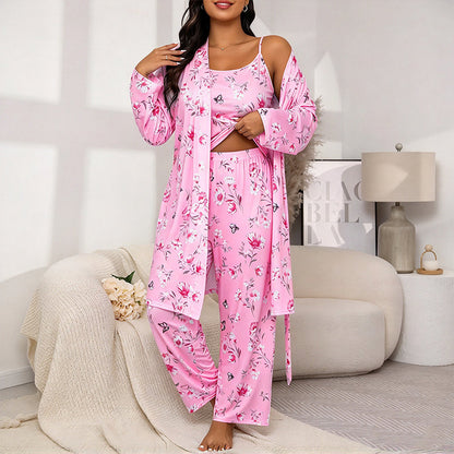 🌸Women's Elegant Floral 3-Piece Pajama Set – Soft, Feminine, Perfect for Lounging & Sleep
