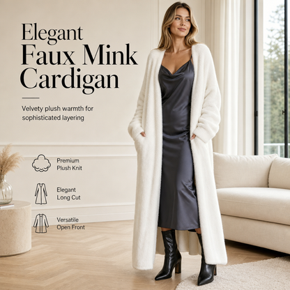 🌸Women's Faux Mink Fleece Long Cardigan Sweater Fluffy Oversized Knit Coat for Autumn and Winter