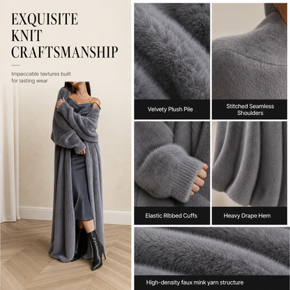 🌸Women's Faux Mink Fleece Long Cardigan Sweater Fluffy Oversized Knit Coat for Autumn and Winter
