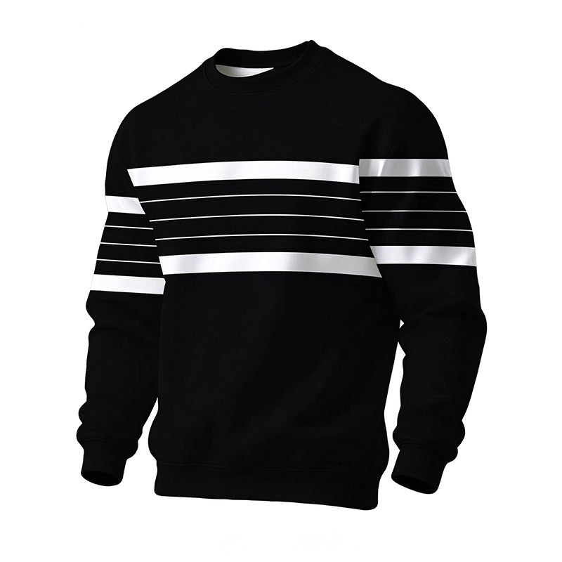 ✨Men's Casual Crewneck Striped Sweatshirt – Classic Stripes, Relaxed Fit, Everyday Comfort
