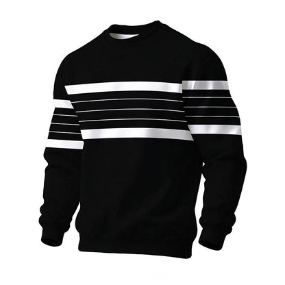 ✨Men's Casual Crewneck Striped Sweatshirt – Classic Stripes, Relaxed Fit, Everyday Comfort