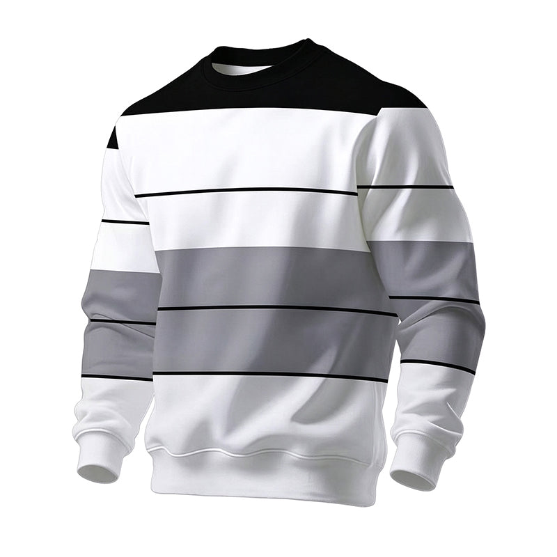 ✨Men's Casual Crewneck Striped Sweatshirt – Classic Stripes, Relaxed Fit, Everyday Comfort