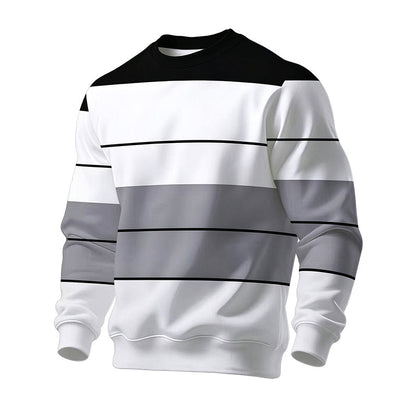 ✨Men's Casual Crewneck Striped Sweatshirt – Classic Stripes, Relaxed Fit, Everyday Comfort