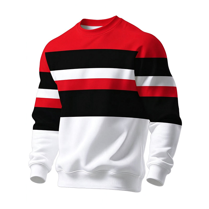 ✨Men's Casual Crewneck Striped Sweatshirt – Classic Stripes, Relaxed Fit, Everyday Comfort