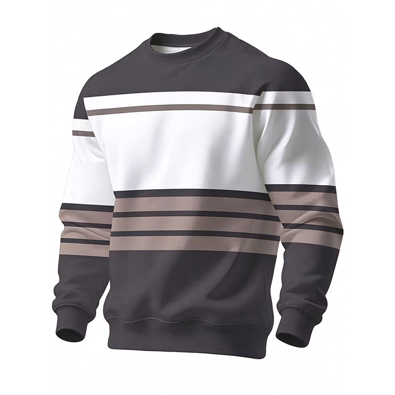 ✨Men's Casual Crewneck Striped Sweatshirt – Classic Stripes, Relaxed Fit, Everyday Comfort