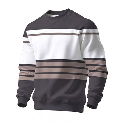 ✨Men's Casual Crewneck Striped Sweatshirt – Classic Stripes, Relaxed Fit, Everyday Comfort