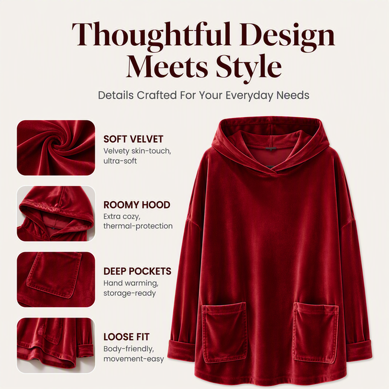 ✨Women's Velvet Pullover Hoodie – Soft, Cozy, Effortless Everyday Comfort