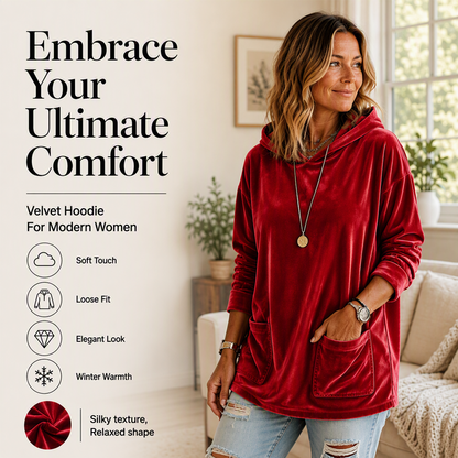 ✨Women's Velvet Pullover Hoodie – Soft, Cozy, Effortless Everyday Comfort