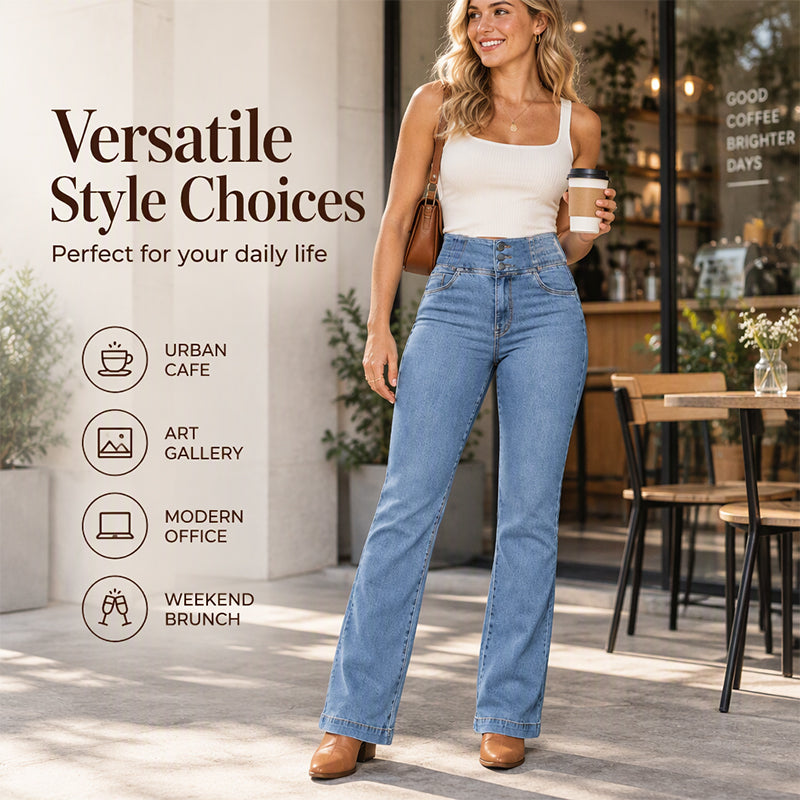 Women's Elastic High-Waist Flare Jeans