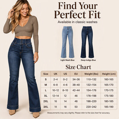 Women's Elastic High-Waist Flare Jeans