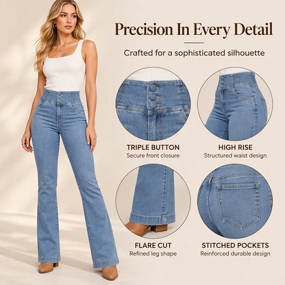 Women's Elastic High-Waist Flare Jeans