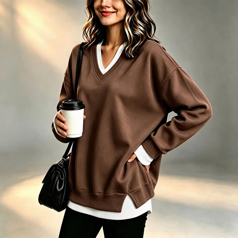 Women's Layered-Look V-Neck Sweatshirt