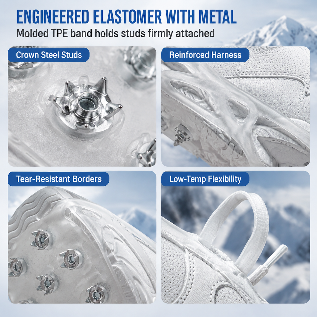 Anti Slip Cleats Crampons Traction Spikes Shoe Covers for Walking on Snow and Outdoor Mountaineering