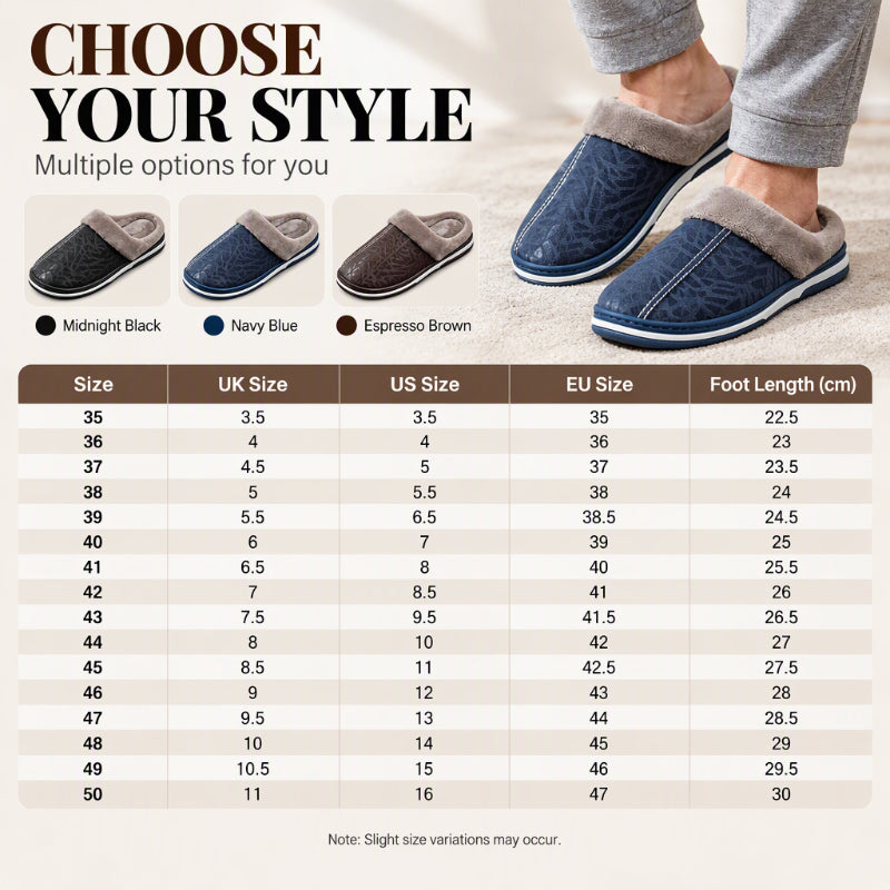 Men's Waterproof Winter Plush-Lined Slippers