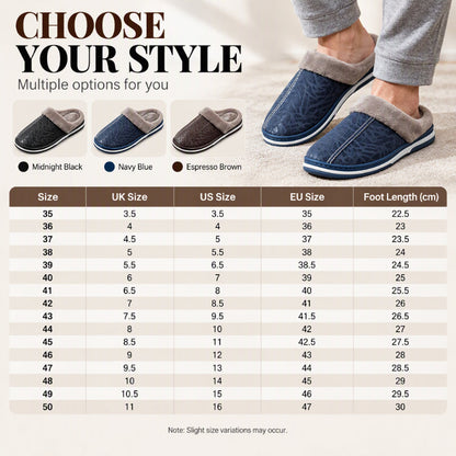 Men's Waterproof Winter Plush-Lined Slippers