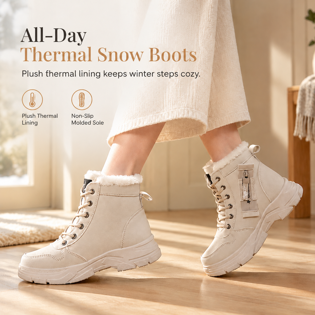 Women Winter Snow Boots Warm Plush Lined Thick High Top Ankle Boots