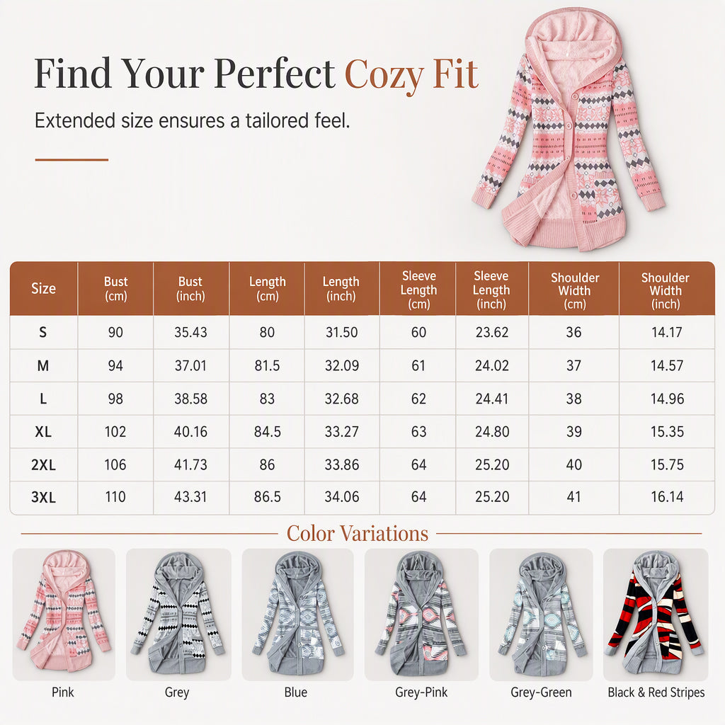 🍂 Warm Lined Comfort, Easy Layering Style | Women's Mid-Length Hooded Knit with Cotton Lining