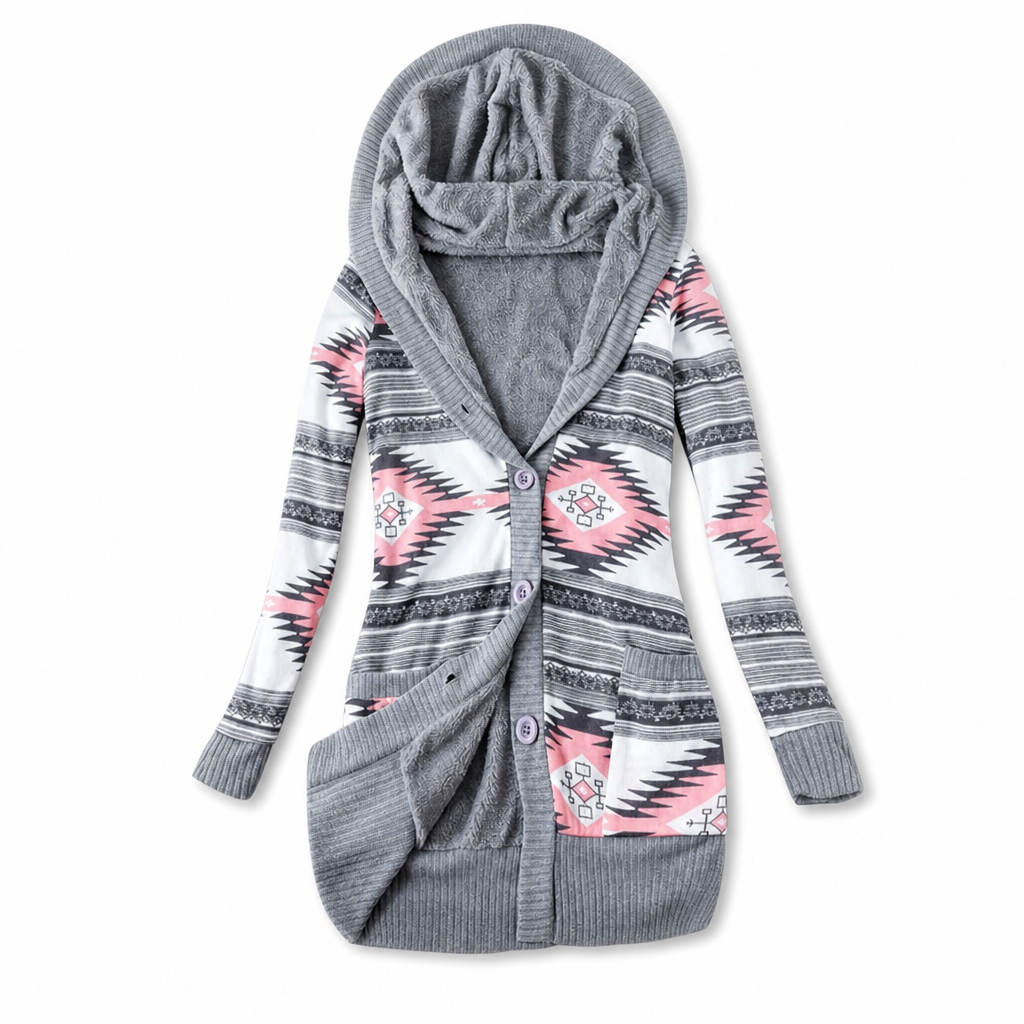 🍂 Warm Lined Comfort, Easy Layering Style | Women's Mid-Length Hooded Knit with Cotton Lining