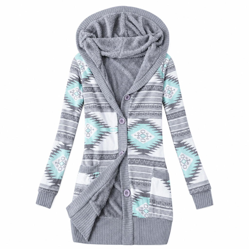 🍂 Warm Lined Comfort, Easy Layering Style | Women's Mid-Length Hooded Knit with Cotton Lining