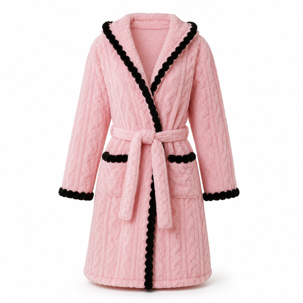 Thick Long Sleeve Knit Plush Bathrobe