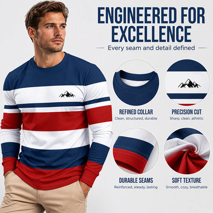 Men's Striped Crewneck Long Sleeve Top