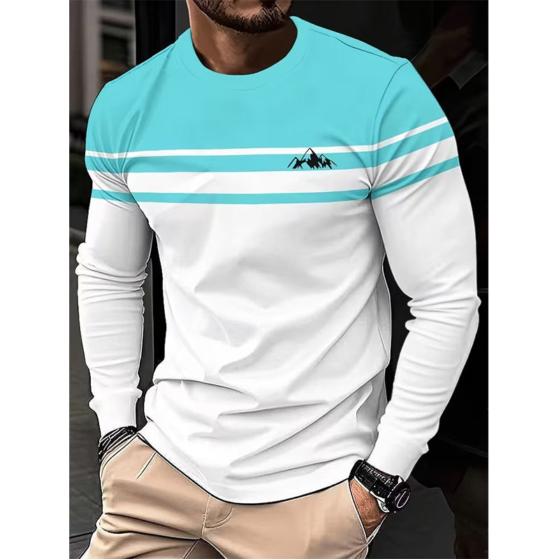 Men's Striped Crewneck Long Sleeve Top