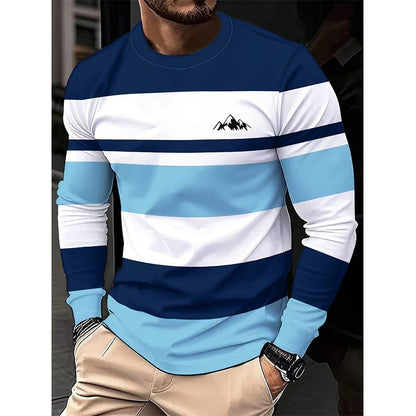 Men's Striped Crewneck Long Sleeve Top