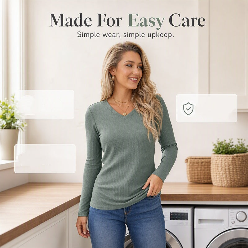 Women's Elegant V-Neck Knit Top