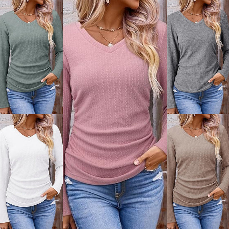 Women's Elegant V-Neck Knit Top