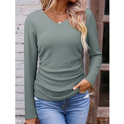Women's Elegant V-Neck Knit Top