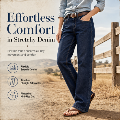 Women's Classic Straight Leg Stretchy Denim Jeans