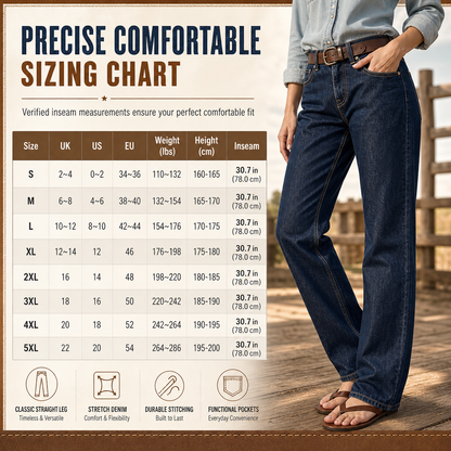 Women's Classic Straight Leg Stretchy Denim Jeans