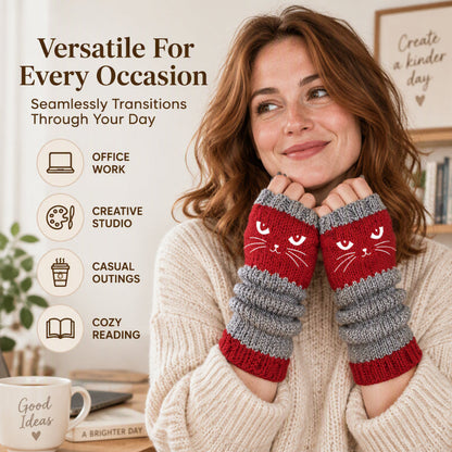 ❄️Black Friday Sale 50% OFF!!🐱Winter Warm Half Finger Knitted Gloves