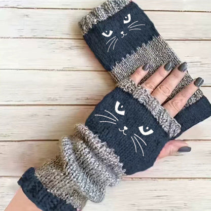 ❄️Black Friday Sale 50% OFF!!🐱Winter Warm Half Finger Knitted Gloves