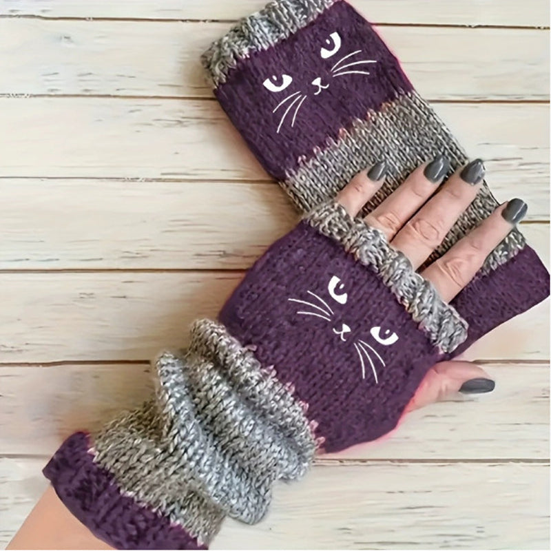 ❄️Black Friday Sale 50% OFF!!🐱Winter Warm Half Finger Knitted Gloves