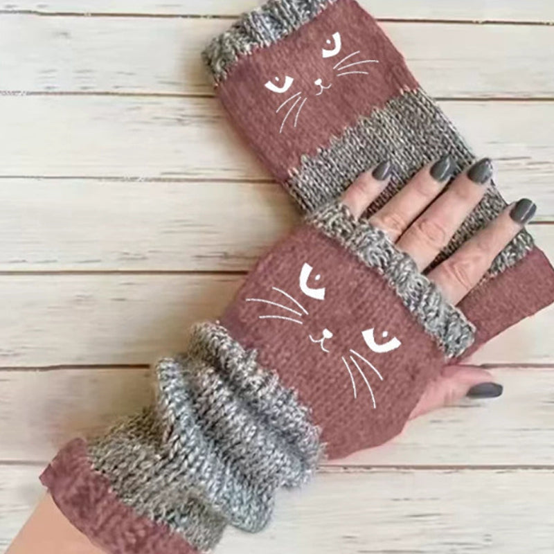 ❄️Black Friday Sale 50% OFF!!🐱Winter Warm Half Finger Knitted Gloves